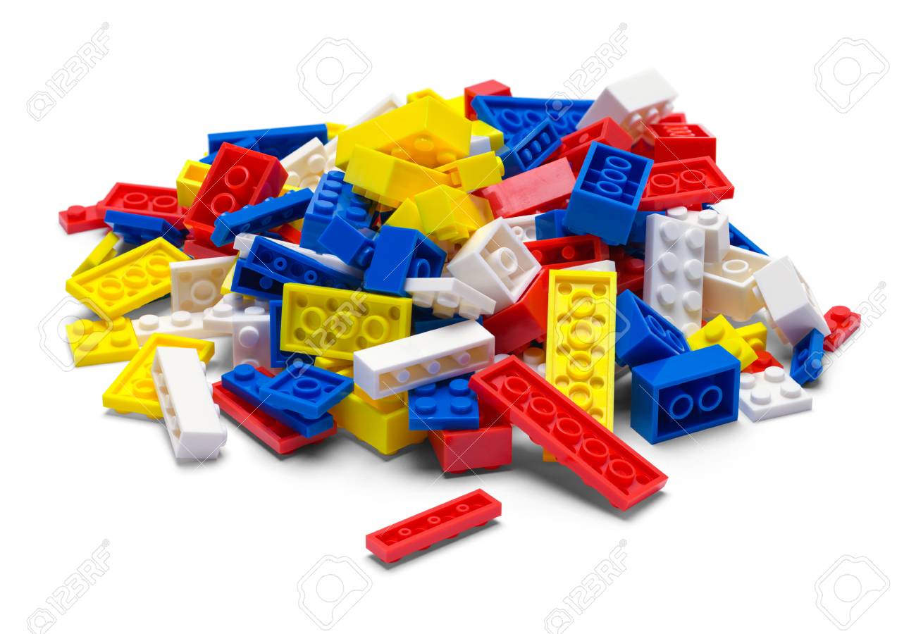 Small Pile of Plastic Toy Blocks Isolated on White. - 112043172 Small Pile of Plastic Toy Blocks Isolated on White. - 112043172