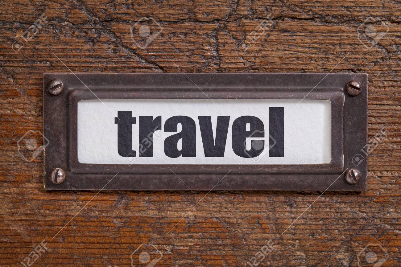 Travel File Cabinet Label Bronze Holder Against Grunge And Stock Photo Picture And Royalty Free Image Image 30807919