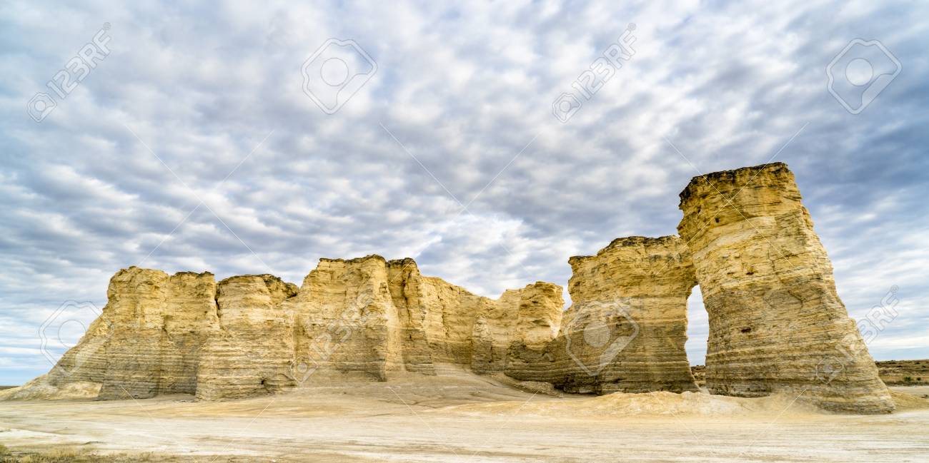 Panorama Of Monument Rocks Chalk Pyramids In Western Kansas Stock Photo Picture And Royalty Free Image Image 97534038