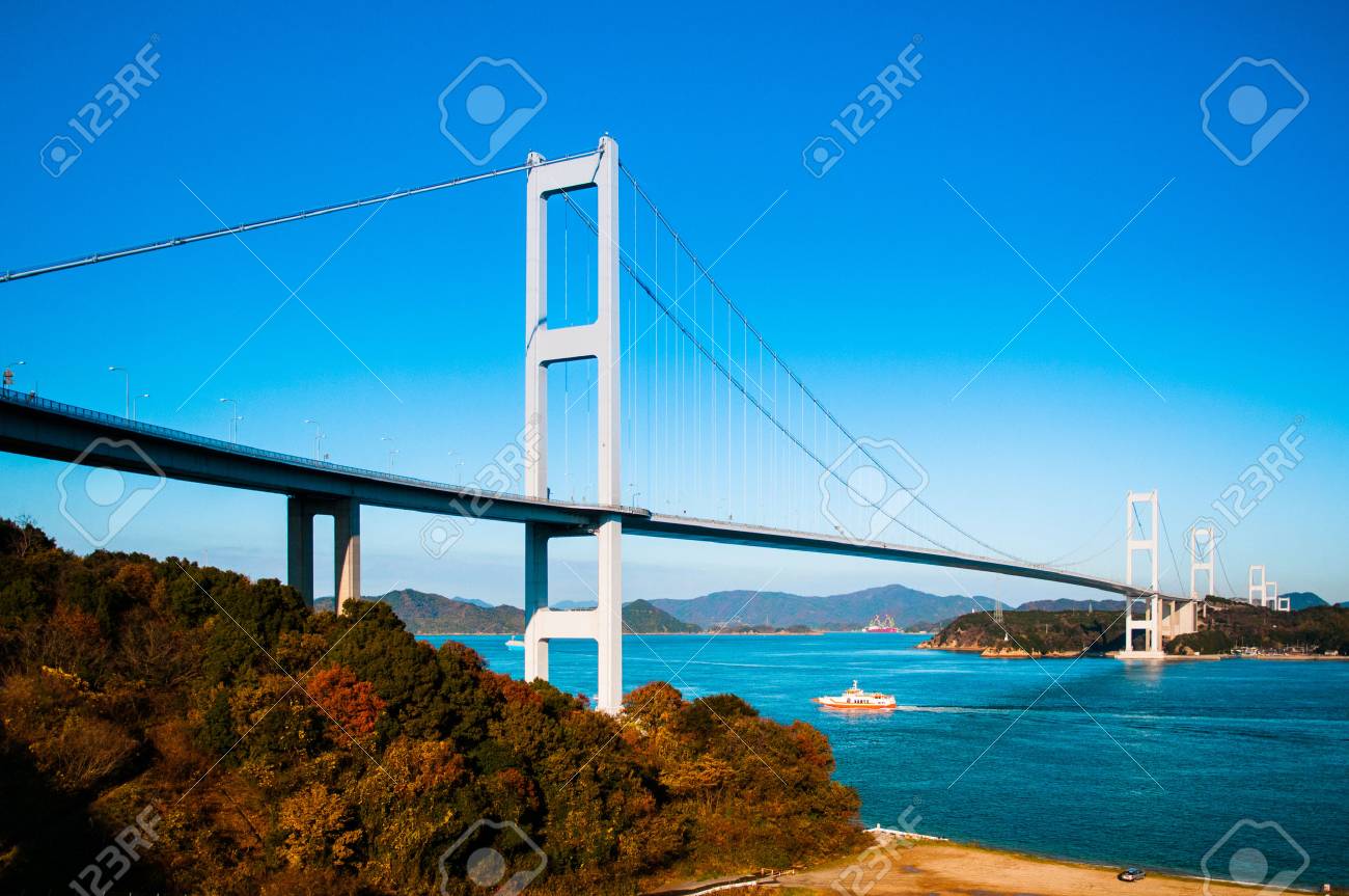 Kurushima Kaikyo Bridge Cross Over Seto Inland Sea Ehime Japan Stock Photo Picture And Royalty Free Image Image