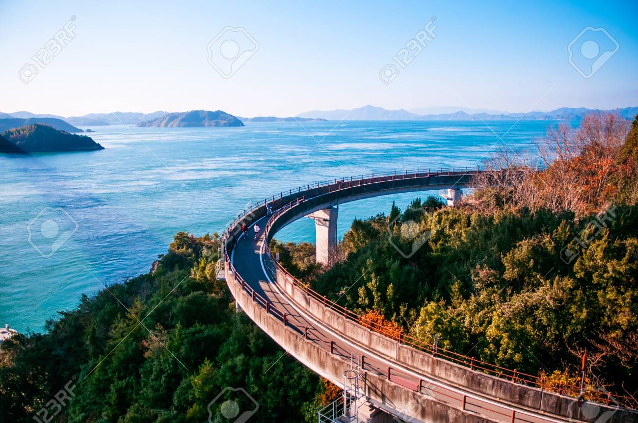 Cycling Route On Kurushima Kaikyo Bridge Cross Over Seto Inland Sea Ehime Japan Stock Photo Picture And Royalty Free Image Image