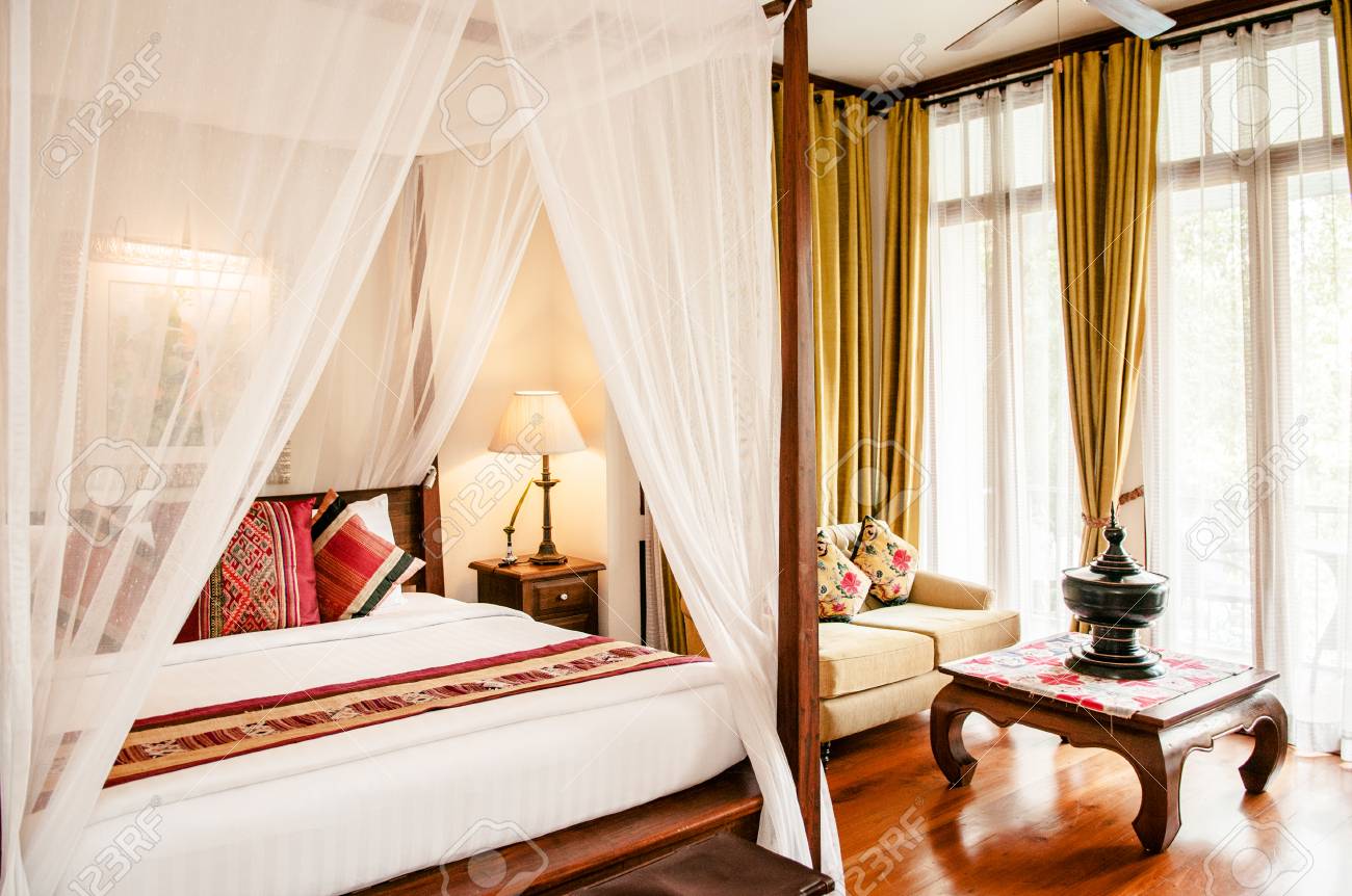 Mar 11 2014 Bangkok Thailand Vintage Colonial Style Bedroom