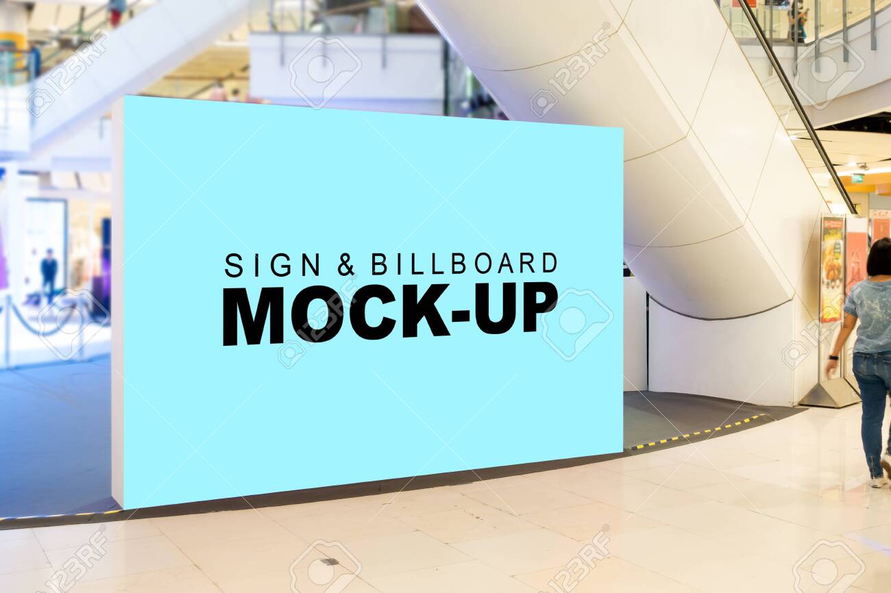 Download Mock Up Large Blank Billboard Placed On Walkway In Shopping Stock Photo Picture And Royalty Free Image Image 129543404