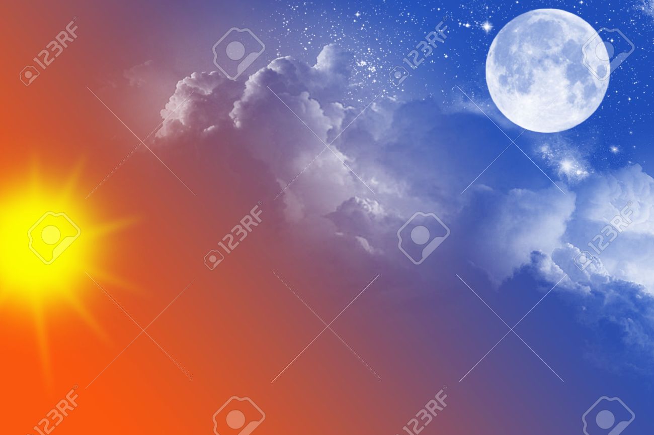 太陽 月 星 雲と空 の写真素材 画像素材 Image