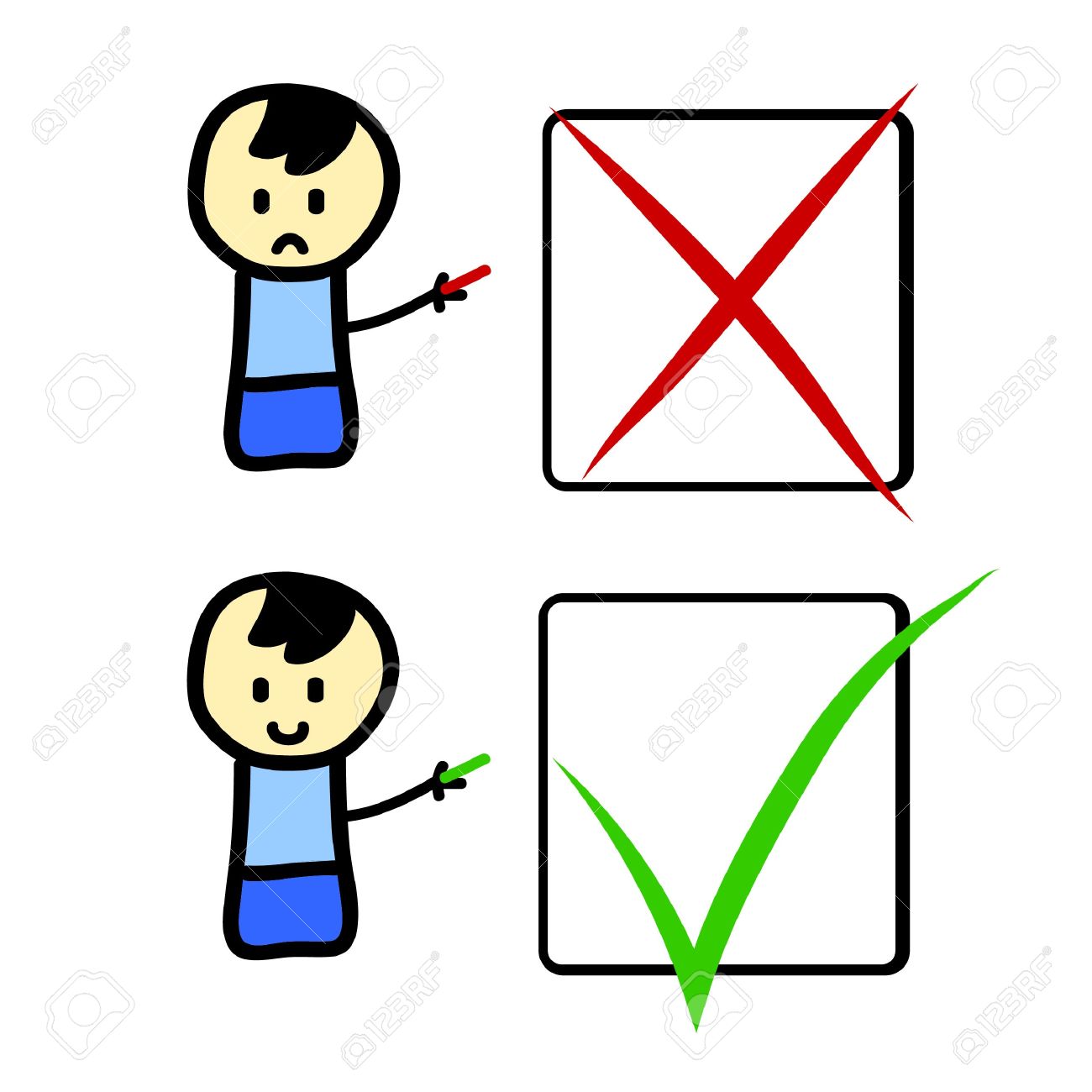 cartoon character with check boxes royalty free cliparts vectors