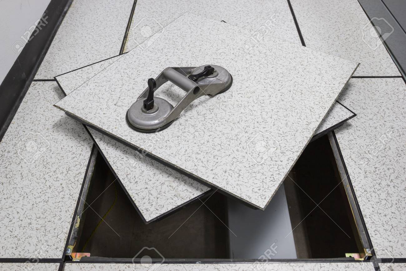 Suction Lifter Tool Platform The Open Floor In Server Room