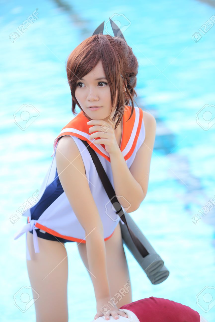 水着とアジアの女の子のコスプレ の写真素材 画像素材 Image