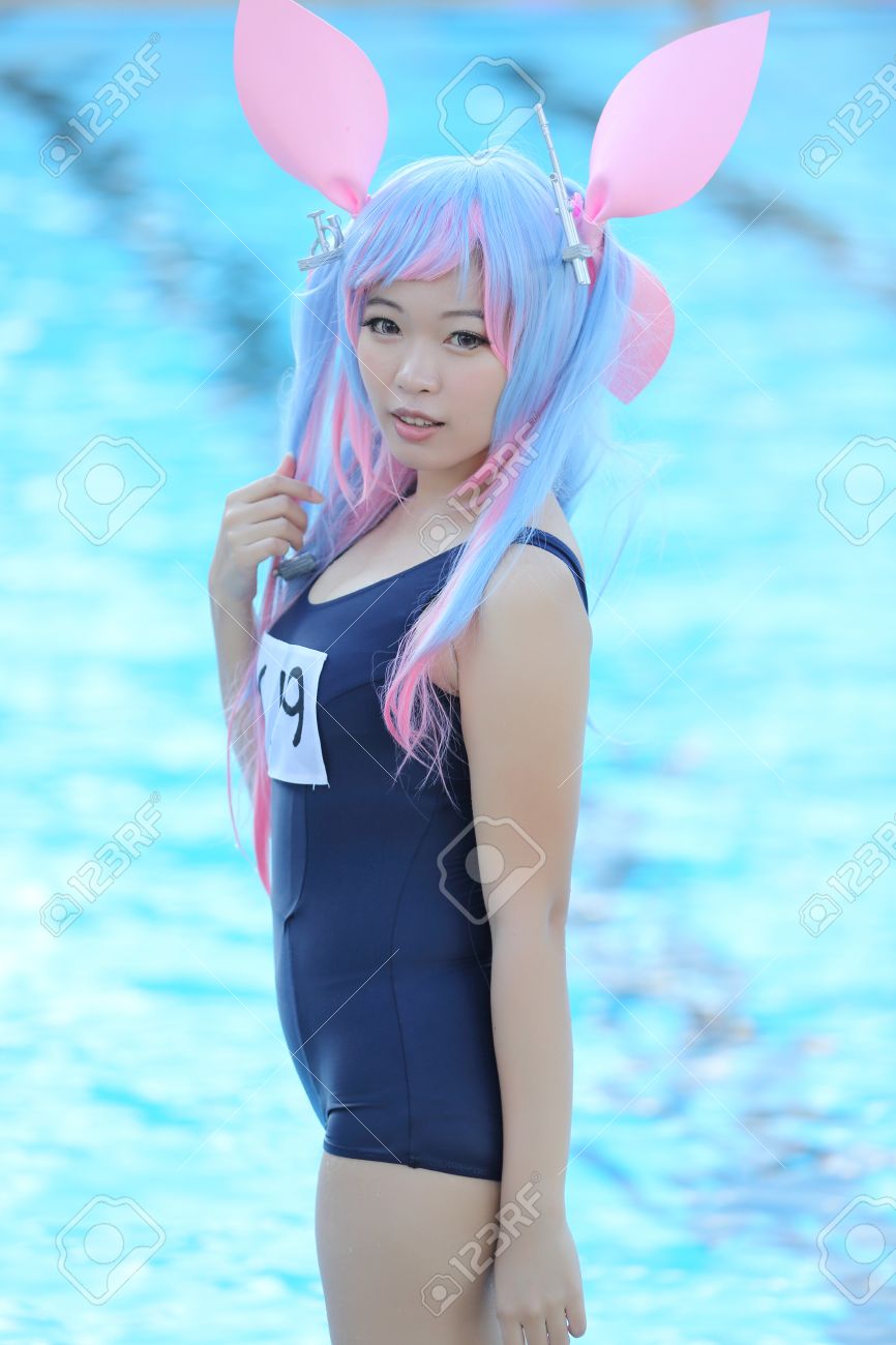 水着とアジアの女の子のコスプレ の写真素材 画像素材 Image