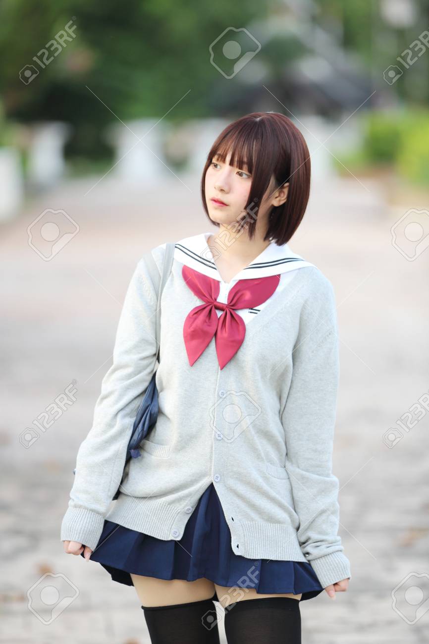 Portrait Of Japanese School Girl With Countryside Park Stock Photo Picture And Royalty Free Image Image