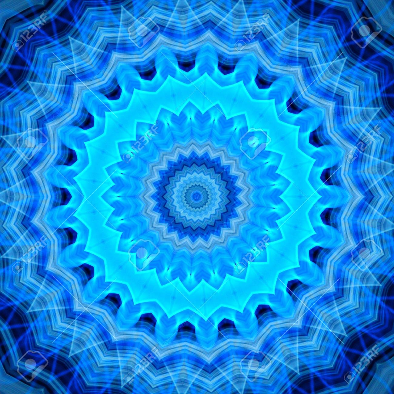 abstract blue flames fractal mandala background stock photo picture