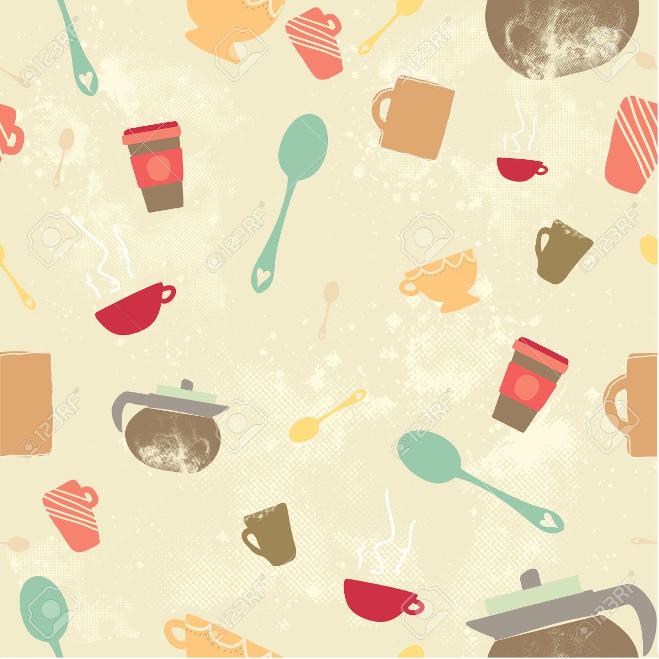 カフェイン クレイジー シームレス背景 のイラスト素材 ベクタ Image