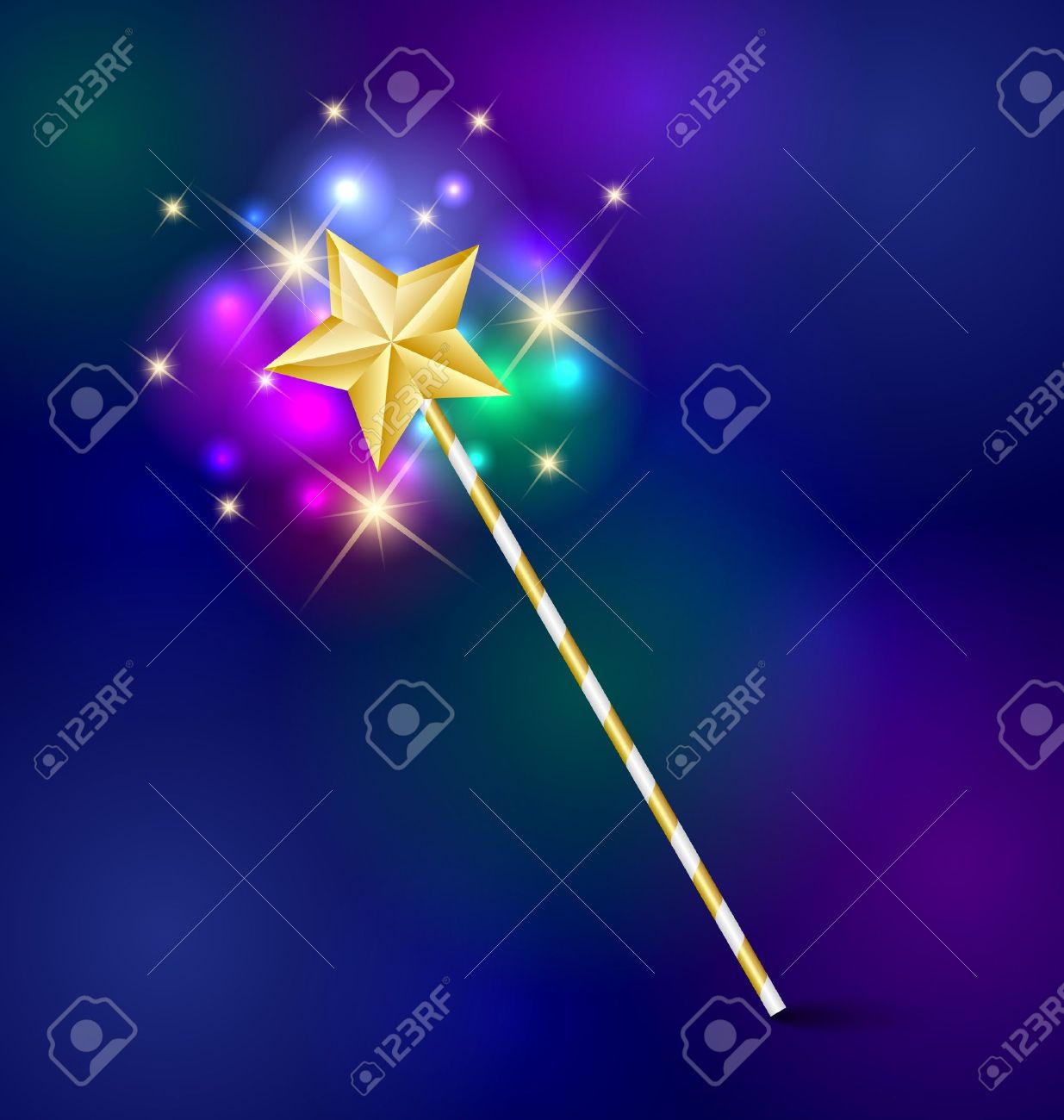 きらびやかな効果を持つ黄金のおとぎ話の魔法の杖のイラスト素材 ベクタ Image きらびやかな効果を持つ黄金のおとぎ話の魔法の杖のイラスト素材 ベクタ Image