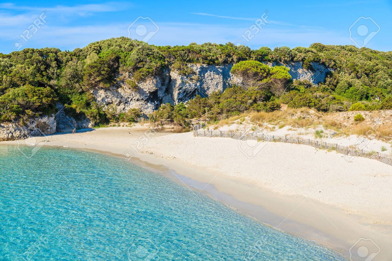 View Of Sandy Petit Sperone Beach With Azure Sea Water Corsica