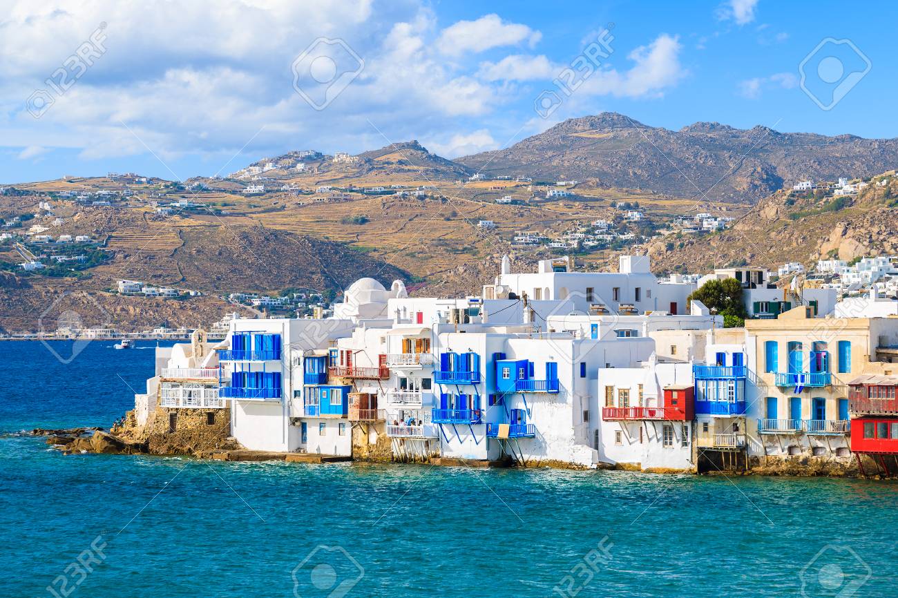 Immagini Stock Case Variopinte Di Poca Venezia Parte Della Citta Di Mykonos Isola Di Mykonos Grecia Image