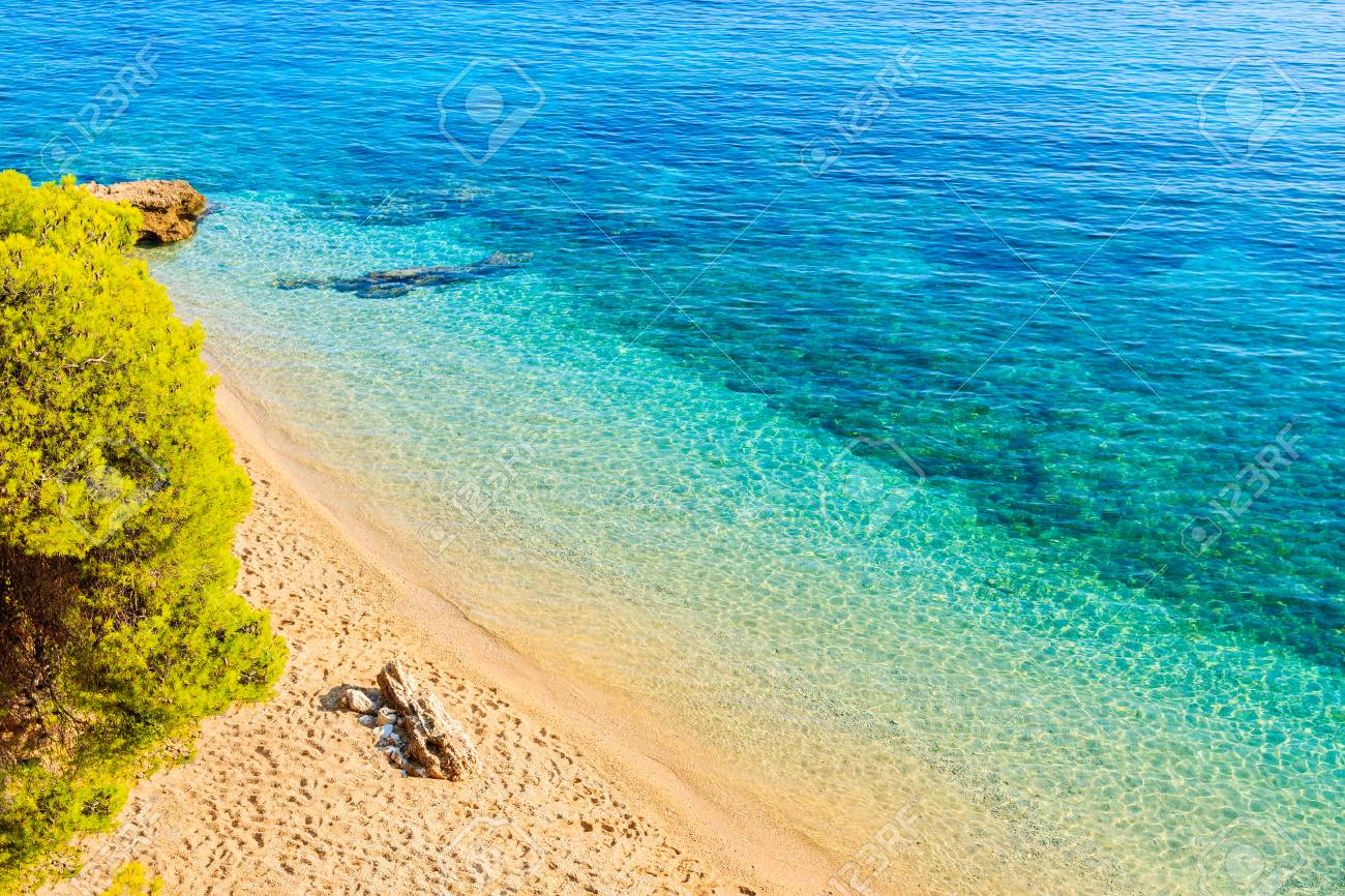 Bol Isola Di Brač Vista Sulla Spiaggia Zlatni Rat Dalla