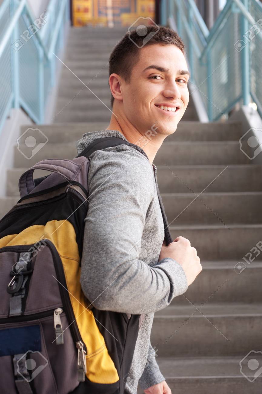 student with backpack
