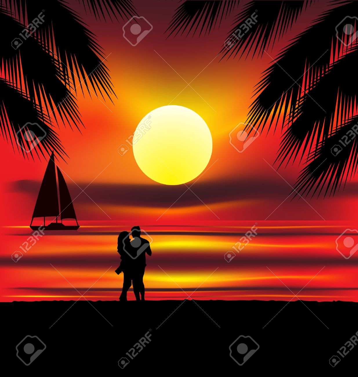 Strand Sonnenuntergang Palmen sdatec.com