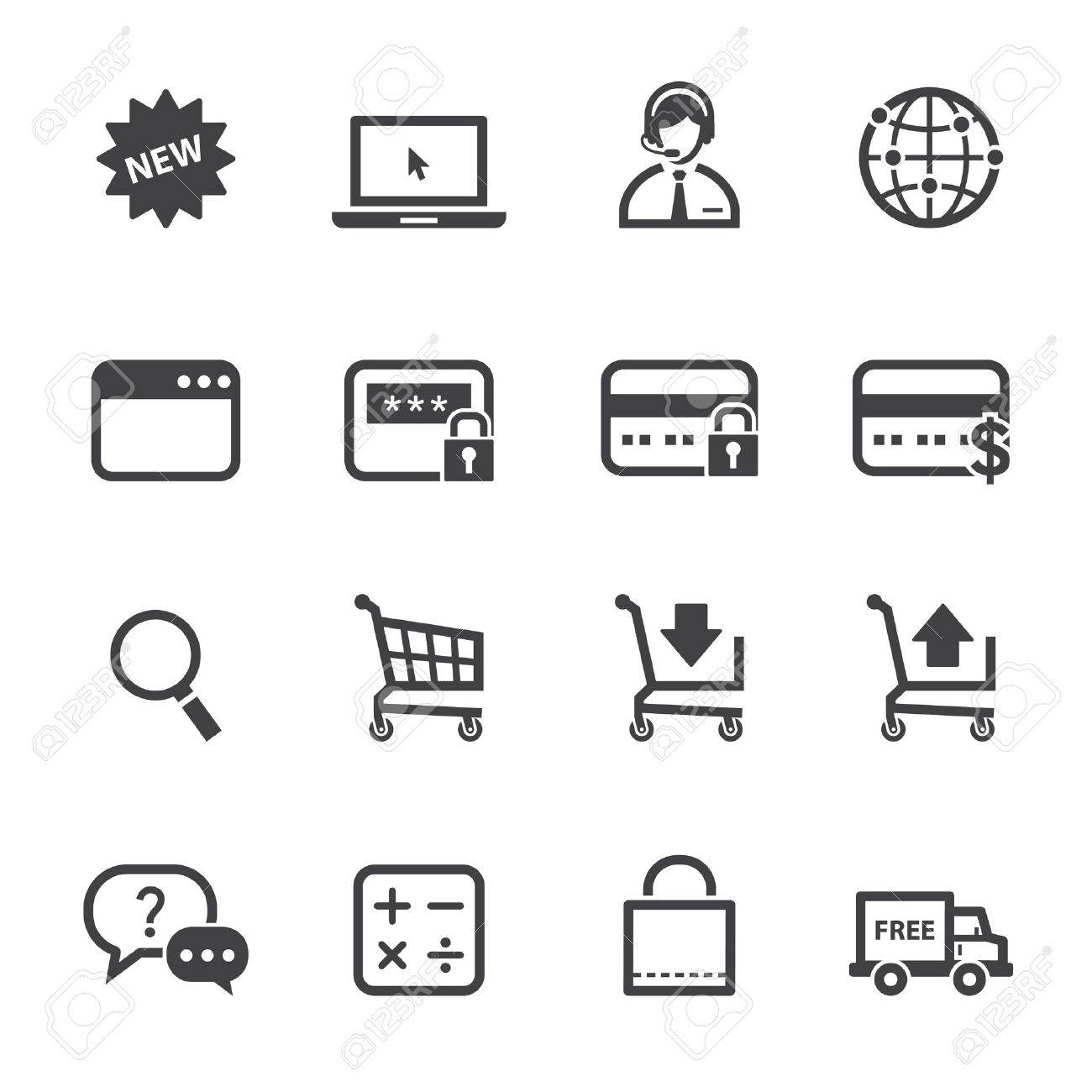 白い背景とオンライン ショッピングのアイコン のイラスト素材 ベクタ Image