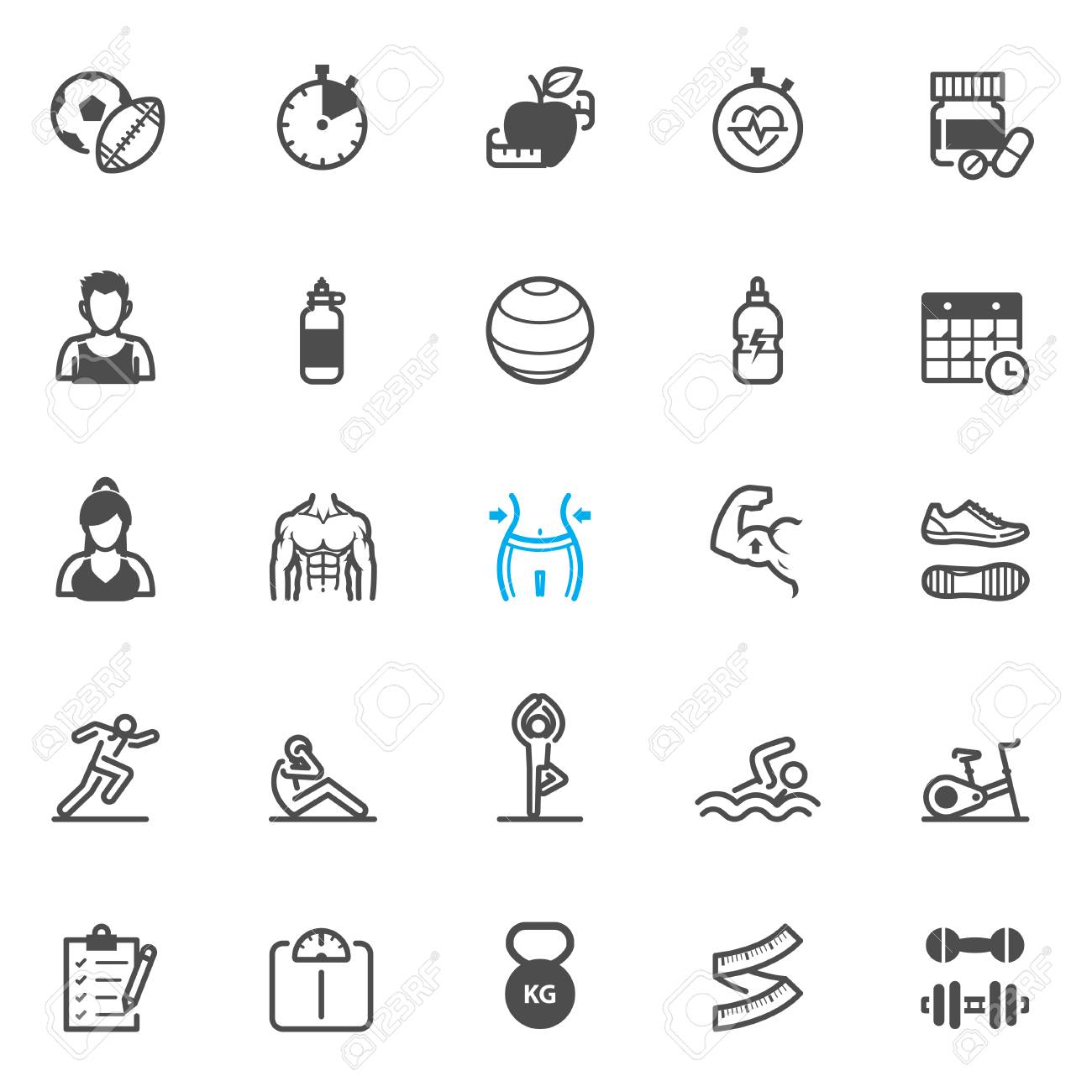 背景が白のフィットネス アイコンのイラスト素材 ベクタ Image