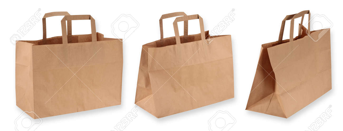 Brown paper shopping bags isolated on white background - 16447803 Brown paper shopping bags isolated on white background - 16447803