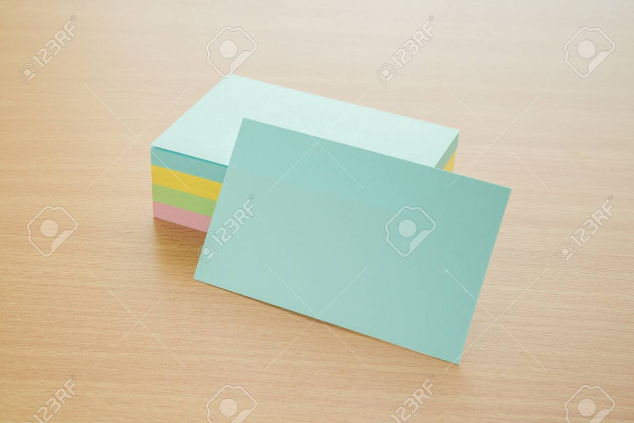 Blank Color Business Cards On A Desk Stock Photo Picture And