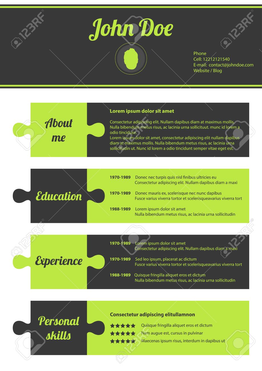 modern cv template with puzzle design royalty free cliparts vectors