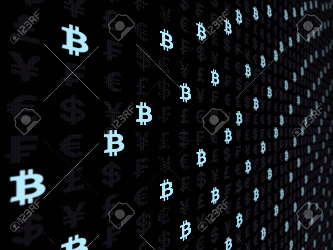 Bitcoin Cryptocurrency 3D Illustration. Beautiful Currency Dark Background.  Digital Currency Symbol. Digital Background. Business Concept Stock Photo,  Picture and Royalty Free Image. Image 100824102.