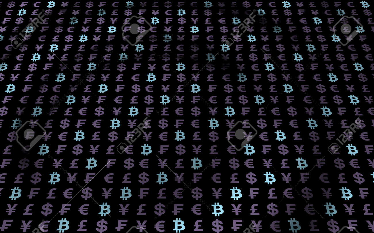 어두운 배경의 비트코인 및 통화 디지털 암호화 기호 통화 거품 파동 효과 시장 변동 비즈니스 개념 3d 그림 로열티 무료 사진, 그림,  이미지 그리고 스톡포토그래피. Image 147259275