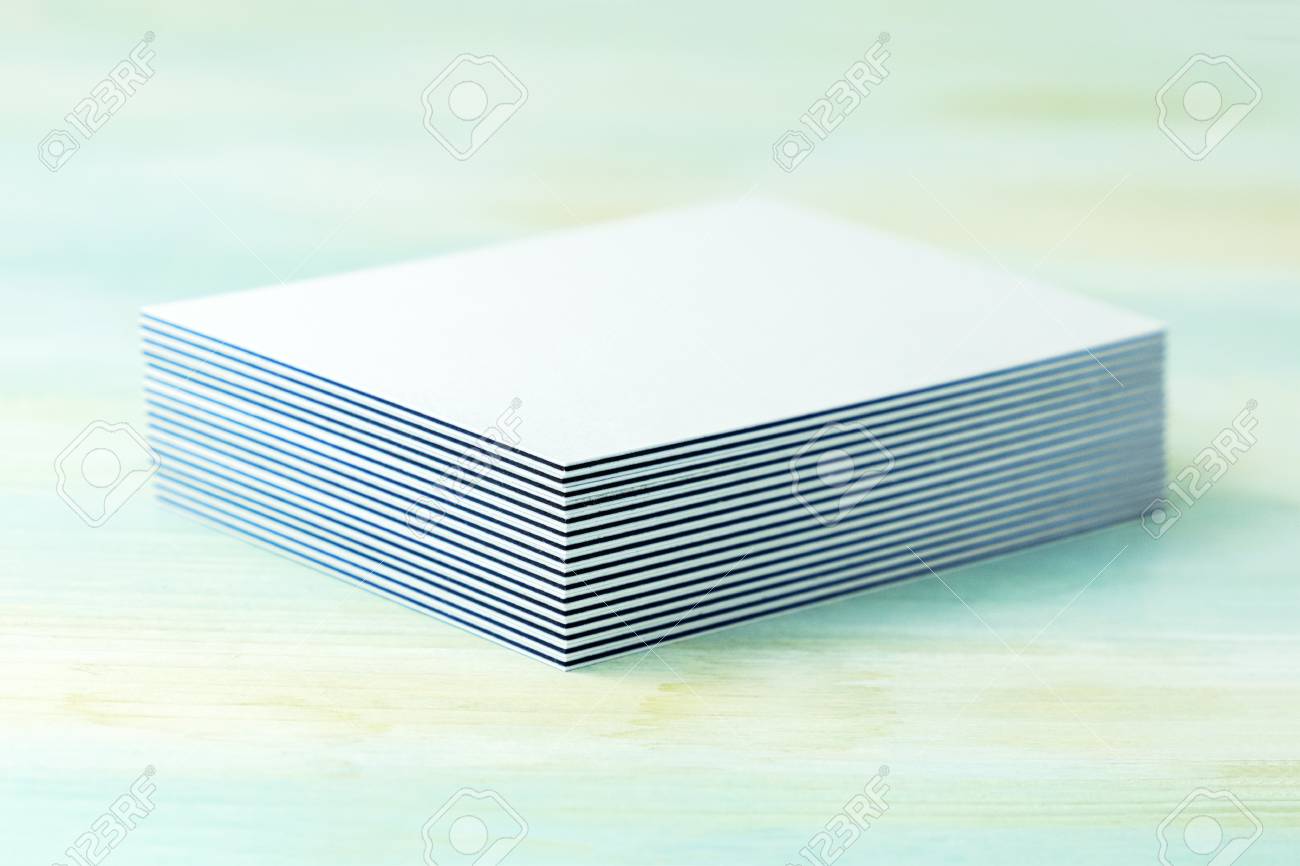 stack of blank layered business cards with painted edges stock photo layered business cards