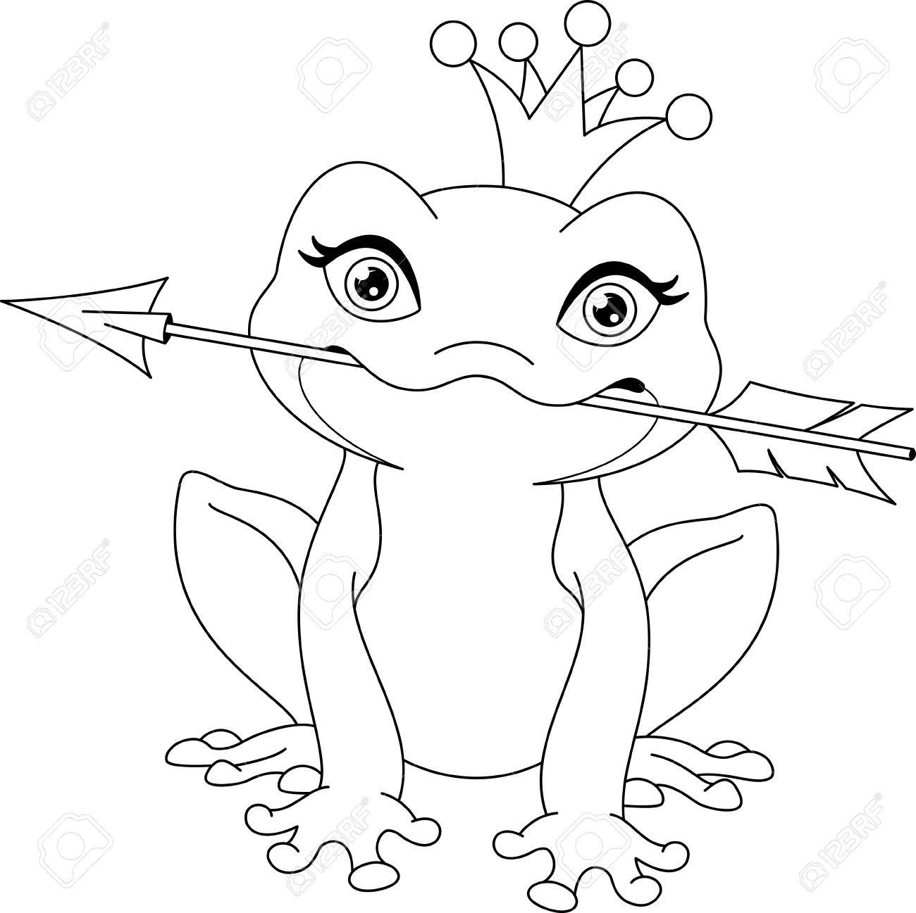 princesa rana cogida flecha página para colorear ilustraciones