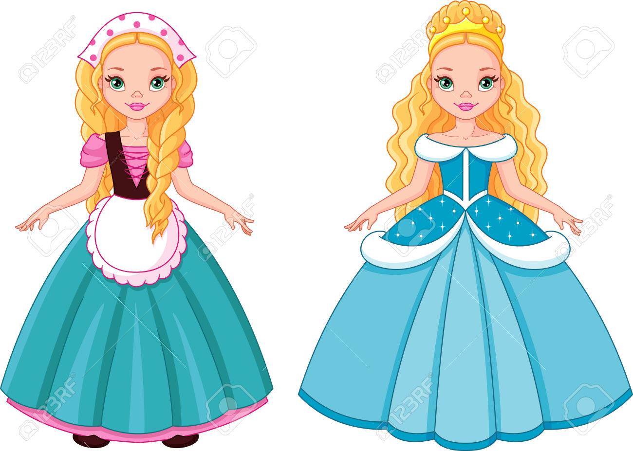 前に と変換後のシンデレラ のイラスト素材 ベクタ Image