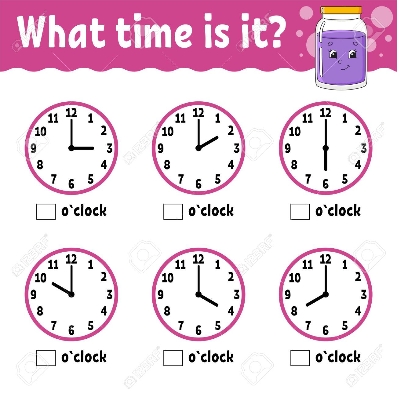 Learning Time On The Clock Educational Activity Worksheet For Kids And Toddlers Game For Children Simple Flat Isolated Color Vector Illustration In Cute Cartoon Style Royalty Free Cliparts Vectors And Stock Illustration