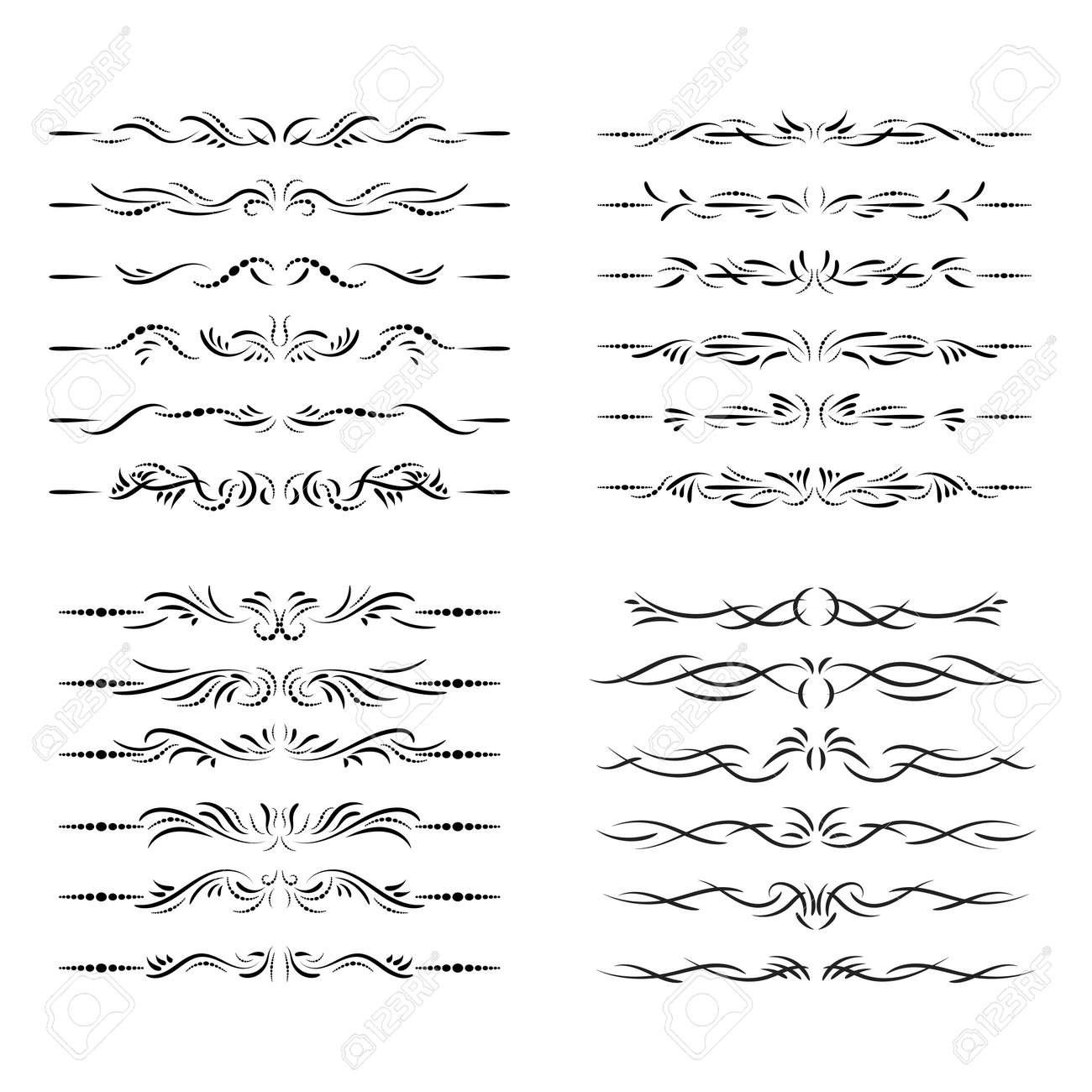Fashion dividers. Underlines and text separators. Vector collection. Isolated vector set of borders for text, invitations, cards, books, menus. Design element. - 169599653 Fashion dividers. Underlines and text separators. Vector collection. Isolated vector set of borders for text, invitations, cards, books, menus. Design element. - 169599653