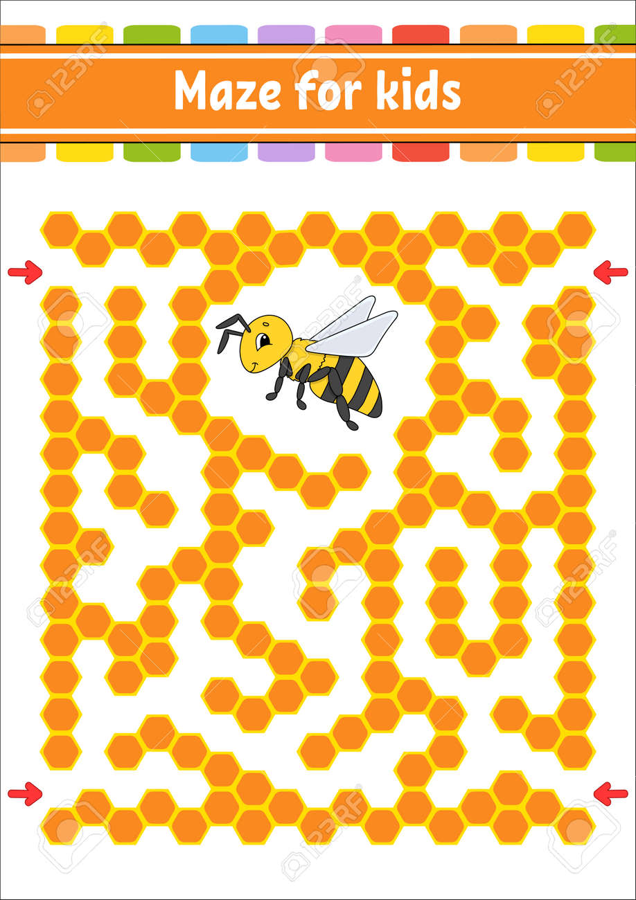 Rectangular color maze. Striped bee. Game for kids. Funny labyrinth. Education developing worksheet. Activity page. Puzzle for children. Cartoon character. Logical conundrum. Vector illustration. - 169599708 Rectangular color maze. Striped bee. Game for kids. Funny labyrinth. Education developing worksheet. Activity page. Puzzle for children. Cartoon character. Logical conundrum. Vector illustration. - 169599708