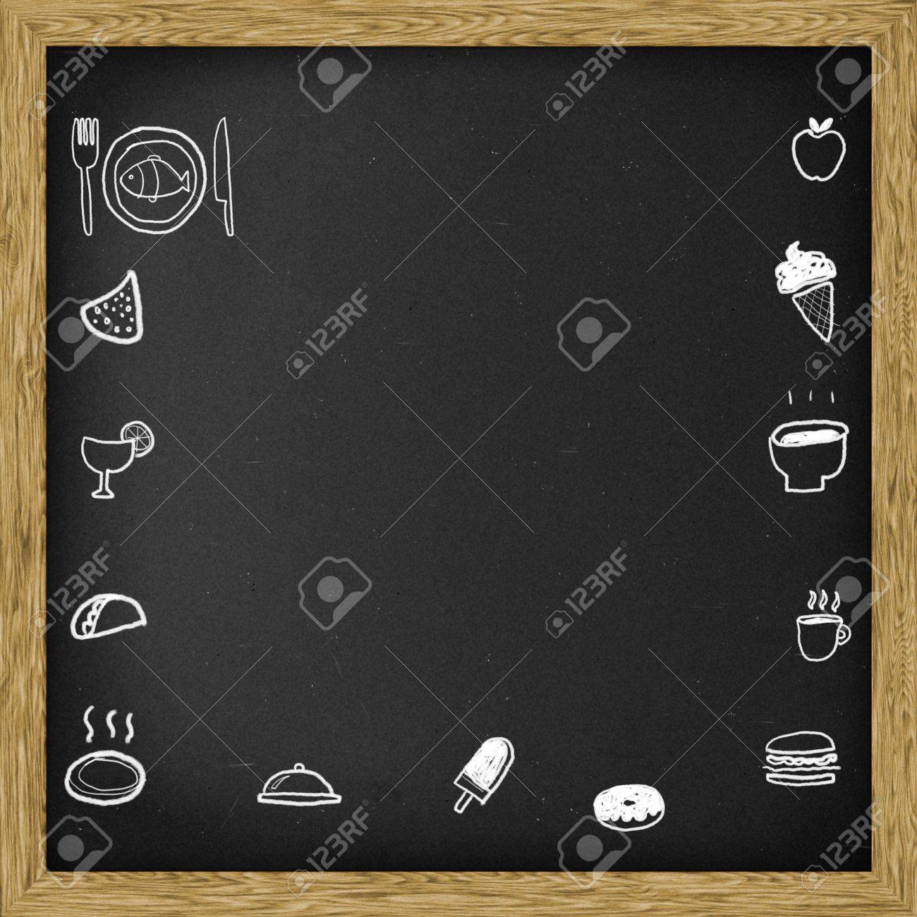 黒板黒板フレーム チョーク跡と木造広場と分離 の写真素材 画像素材 Image