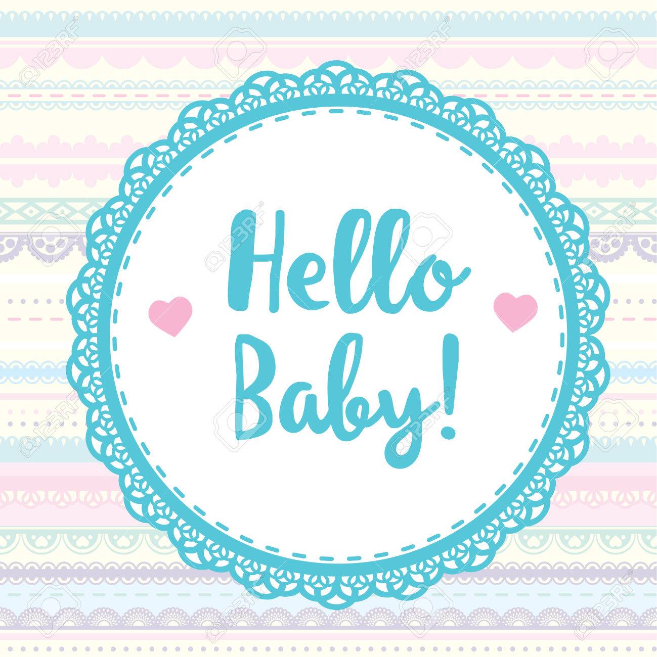 Page Pour Enfants Bonjour Bebe Avec Cadre Vert Pour Album De Scrapbooking Banque D Images Et Photos Libres De Droits Image