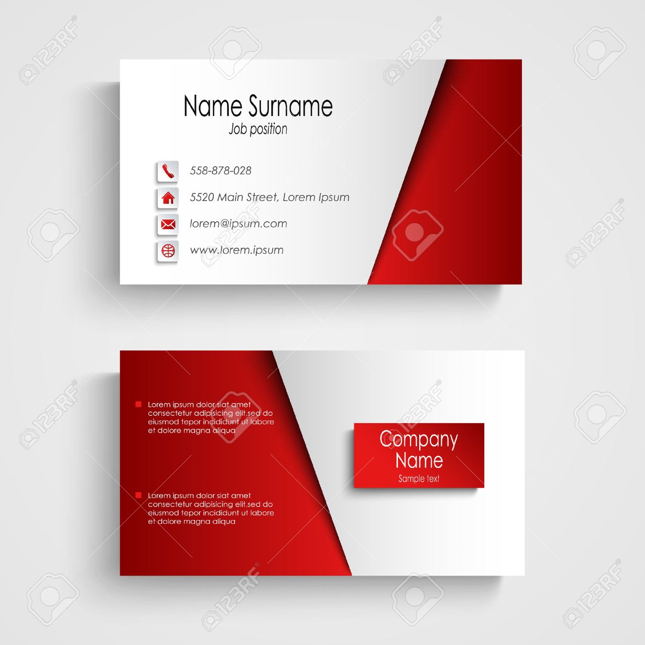 modern light red business card template vector royalty free red business card design