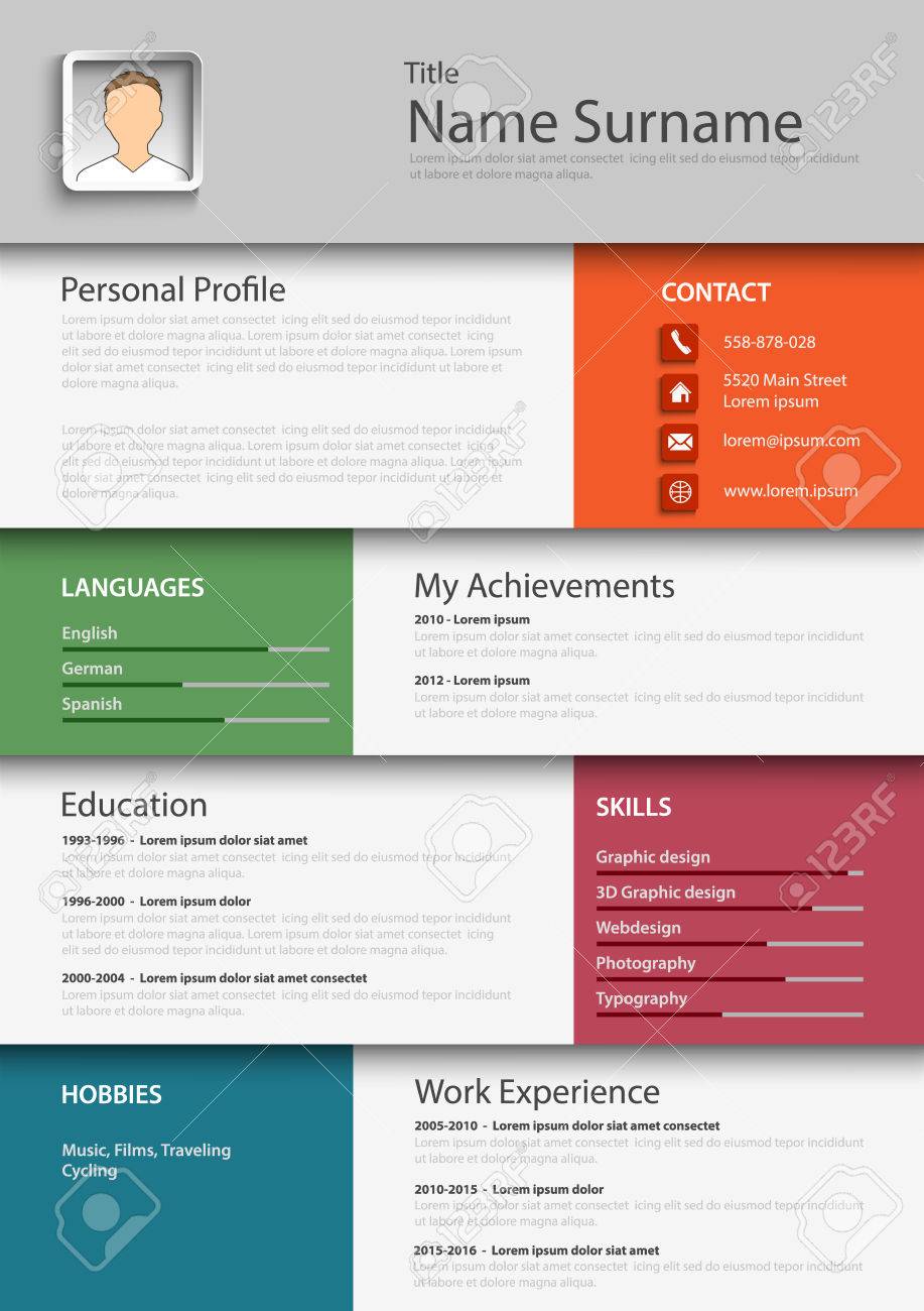 professional colored resume cv template vector eps 10 royalty free