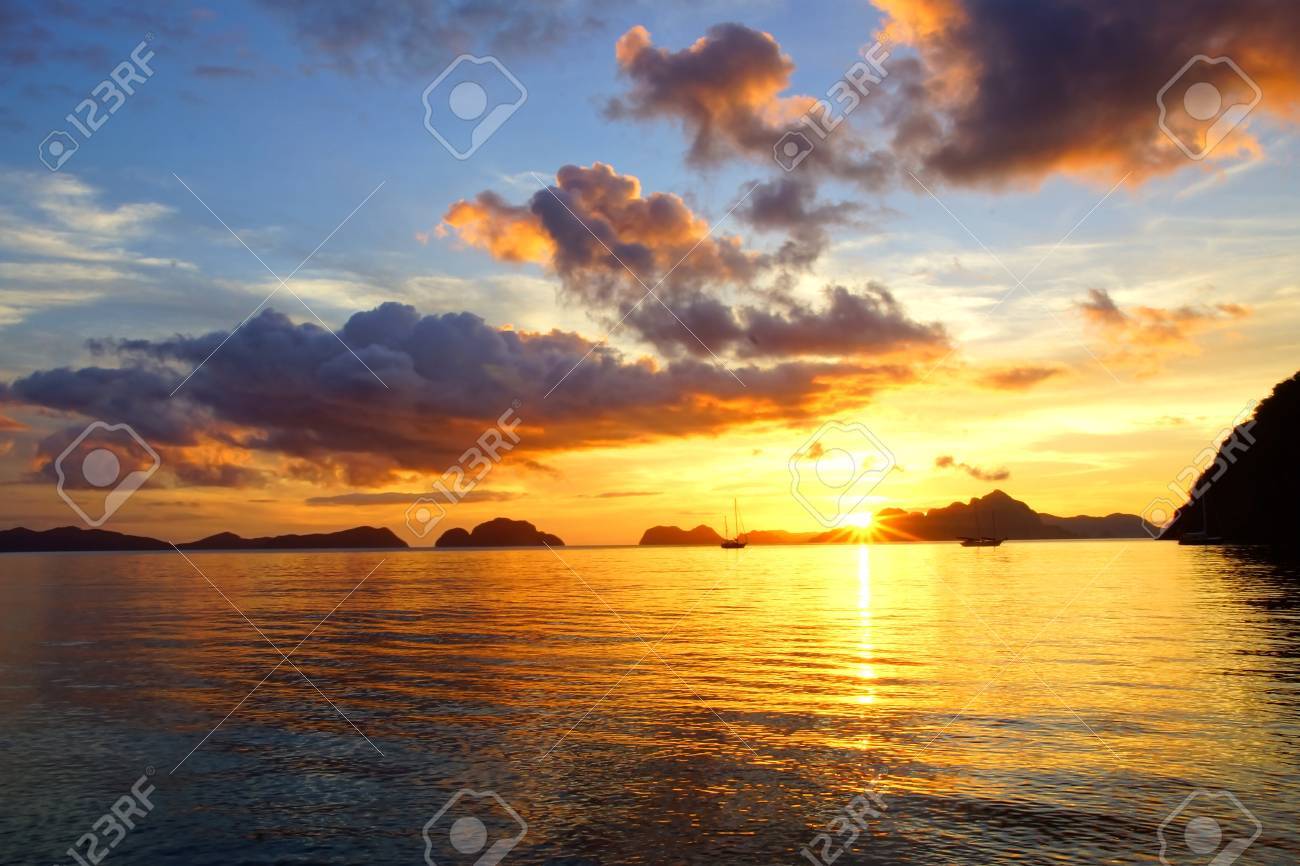 Sunset At Corong Corong Beach El Nido Philippines Stock Photo Picture And Royalty Free Image Image 18595616