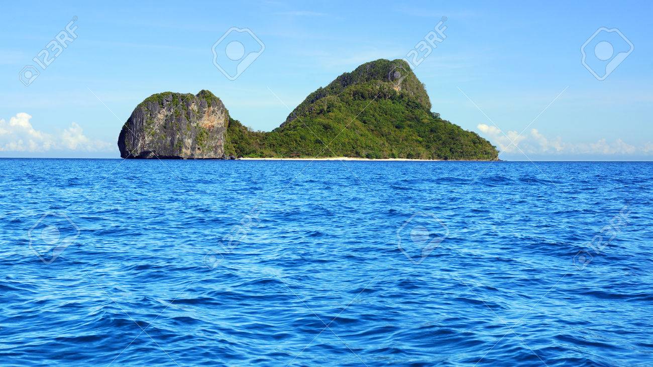 Sea Landscape With Helicopter Island El Nido Philippines Stock