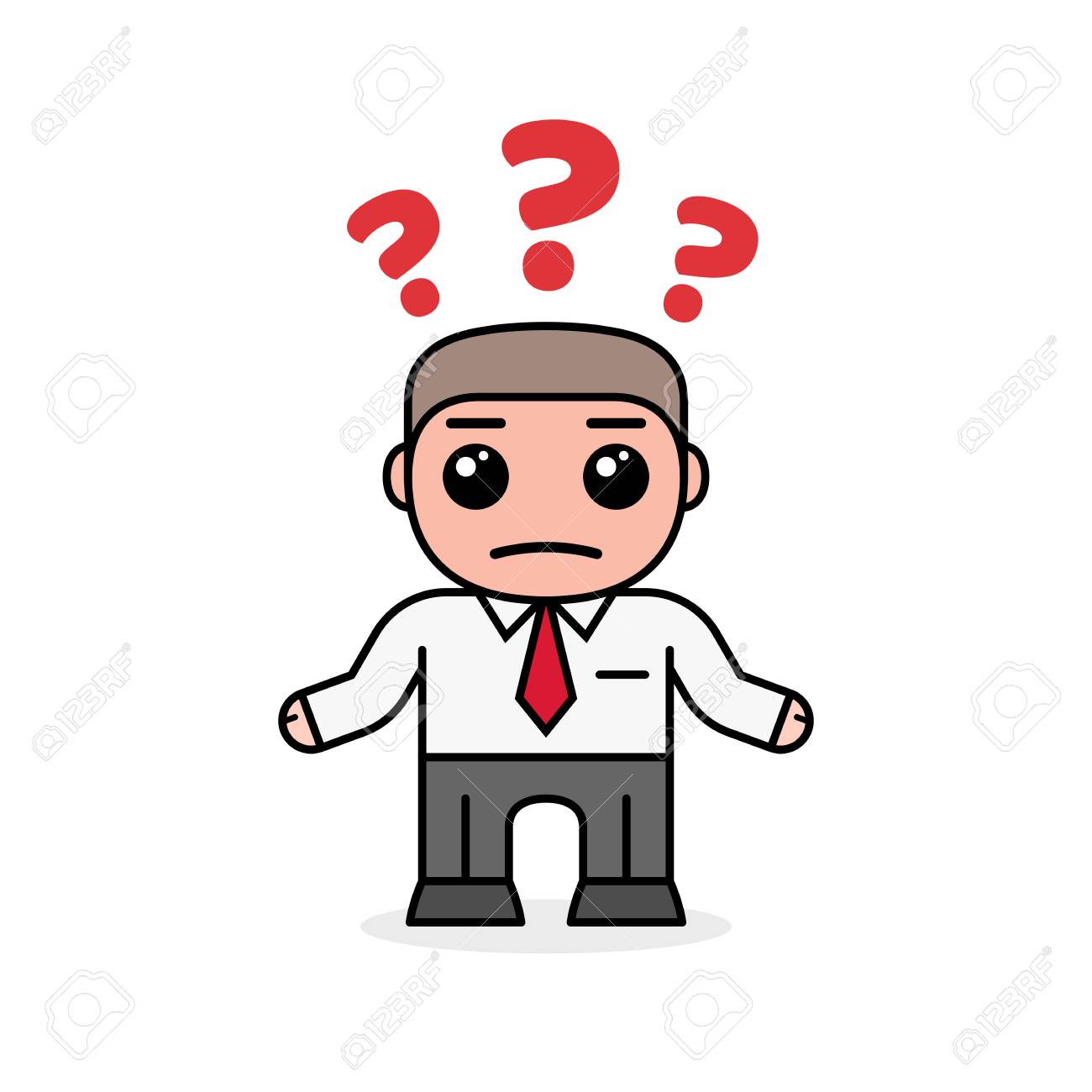 Sad Business Man With Question Mark Cartoon Design Vector