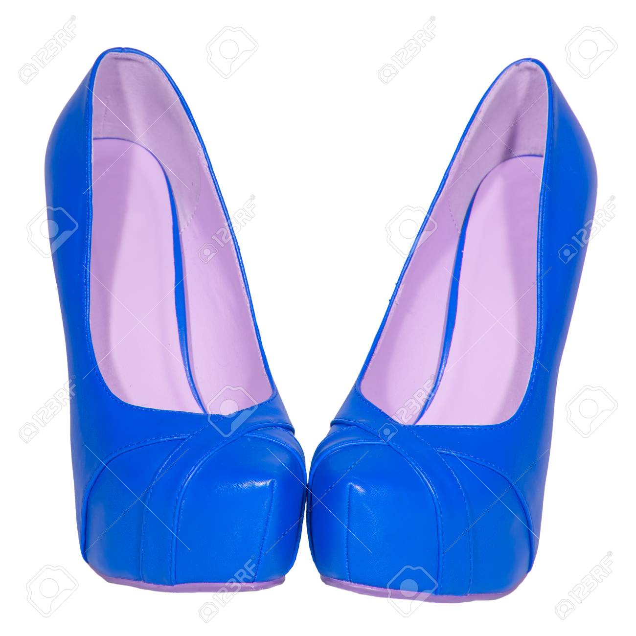 Zapatos De Tacón Para Mujer Azul De Fondo Blanco Aislado Fotos, Imágenes Y Fotografía De Archivo Libres De Derecho. Image 36145968.