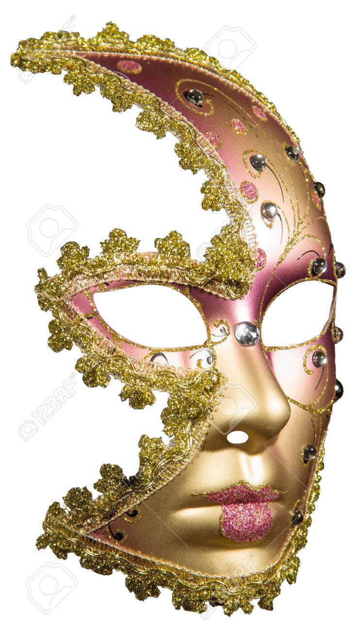 carnival masquerade mask christmas pink gold white background