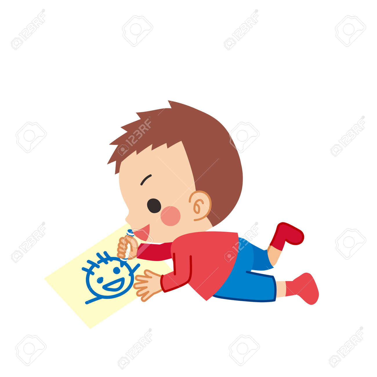 Illustration Of A Cute Toddler Drawing A Picture Lizenzfrei Nutzbare Vektorgrafiken Clip Arts Illustrationen Image 145948269
