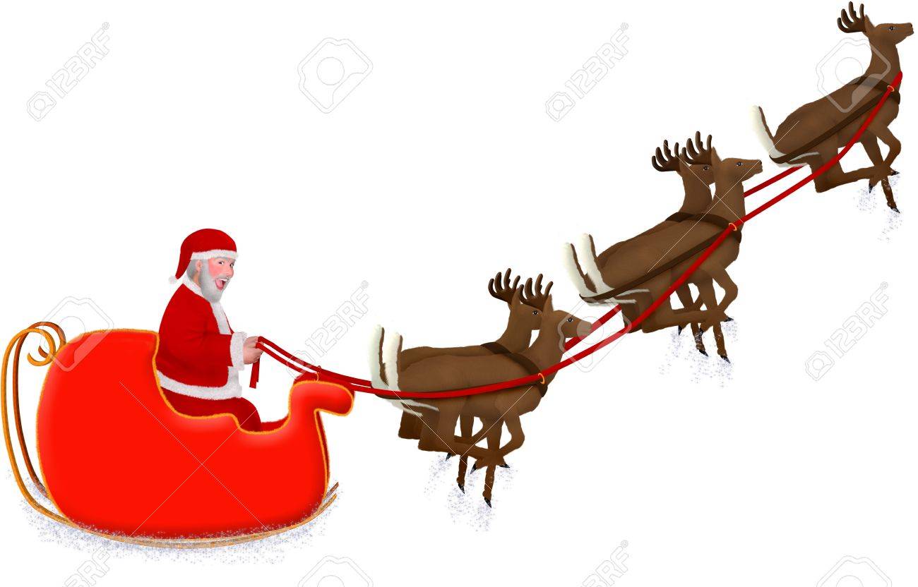 santa s sleigh with reindeer