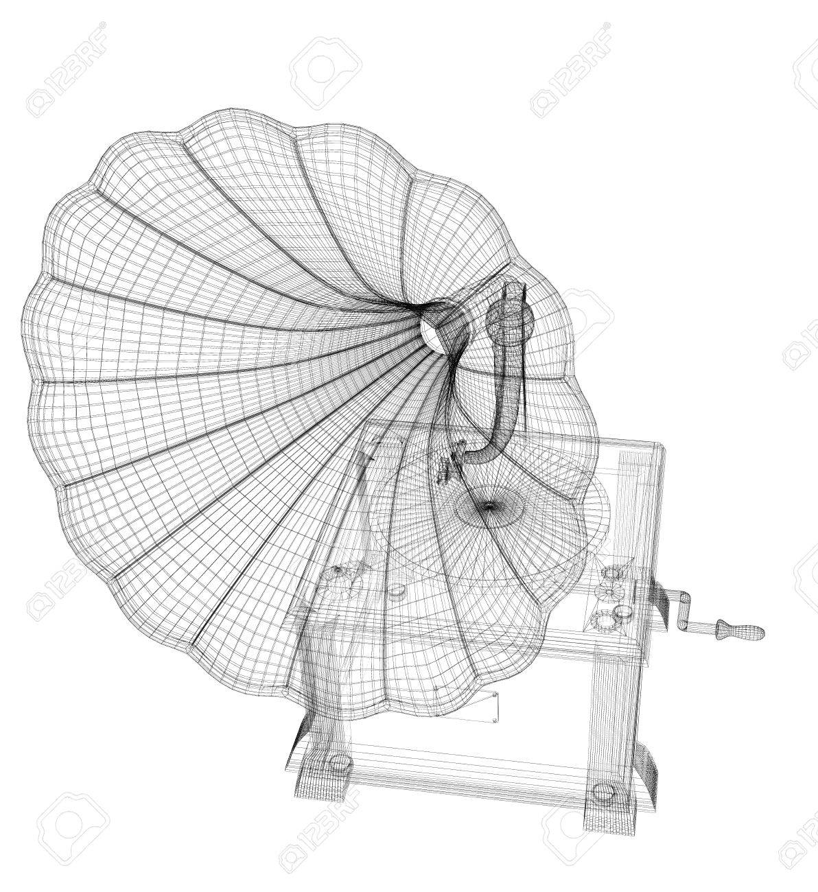 蓄音機 3 D モデル ボディ構造 ワイヤー モデル の写真素材 画像素材 Image