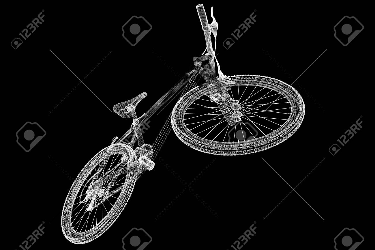 mountain bicycle 3d model body structure wire model stock photo