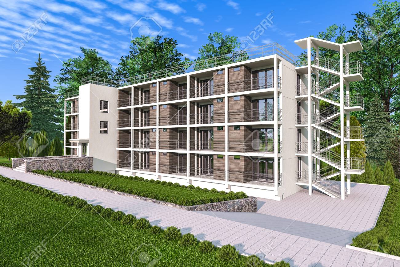 アパート 住宅庭園 屋外階段 の写真素材 画像素材 Image