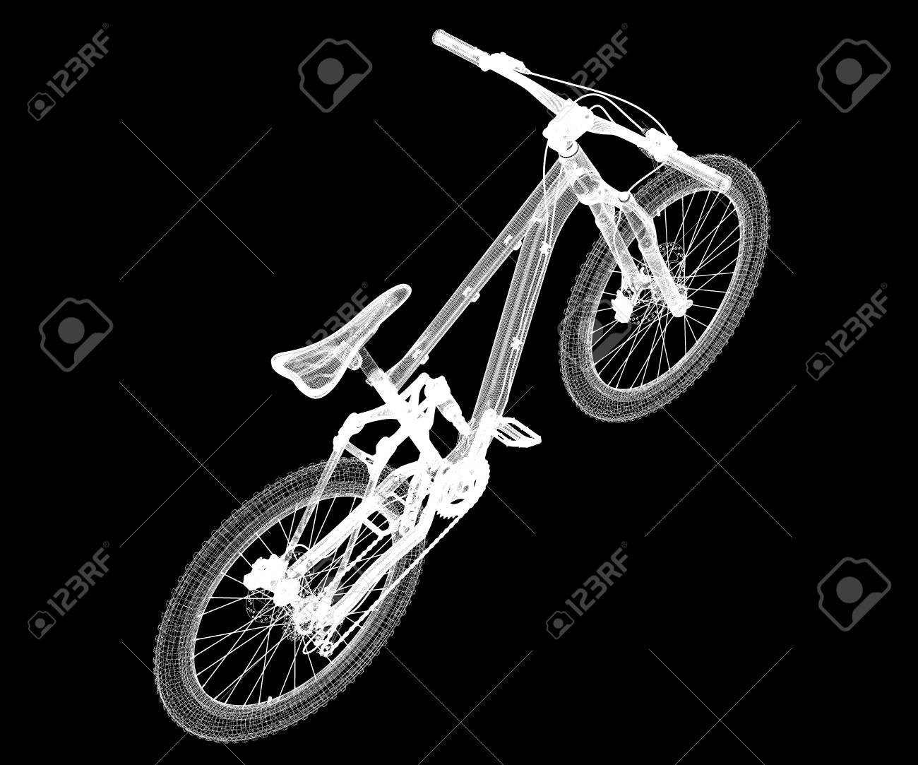 mountain bicycle 3d model body structure wire model stock photo