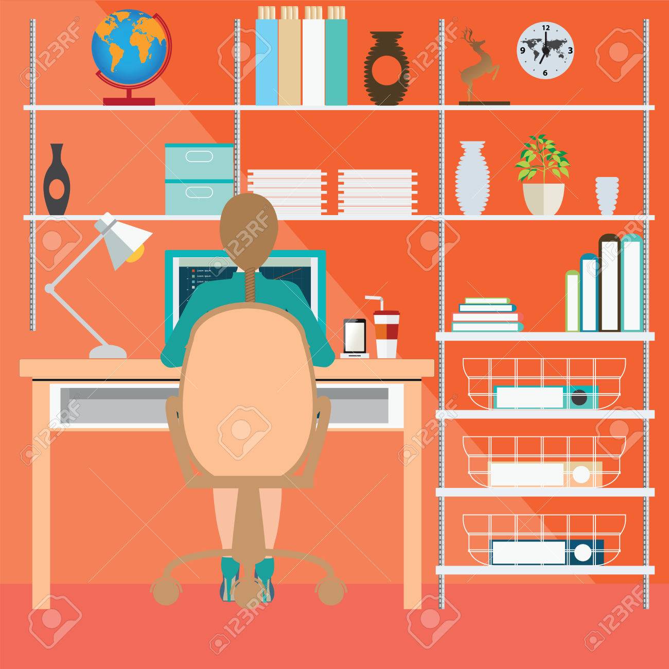 Business-Frau Arbeitet Im Büro Zu Hause, Büroleute, Büro Inter ... Business-Frau Arbeitet Im Büro Zu Hause, Büroleute, Büro Inter ...